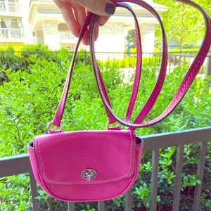 Coach 5”x6” hot pink leather mini bag, never used!